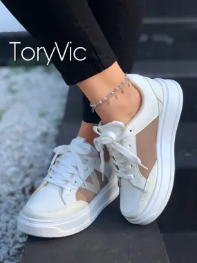 Women's Champagne Tennis Shoes - Cambell (last sizes)